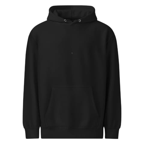 Not A Fan Brand - A plain black hooded sweatshirt with a front pocket and drawstrings, displayed on a white background.